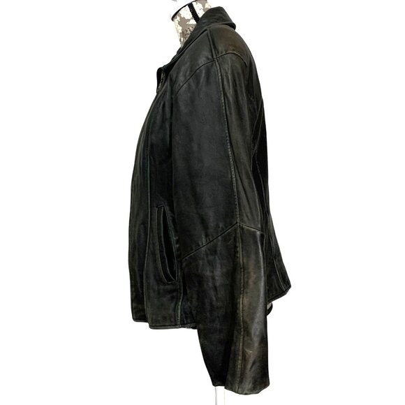 LEATHER LIMITED Black Leather Collared Biker Jacket + Liner Women’s Size M - Picture 4 of 10